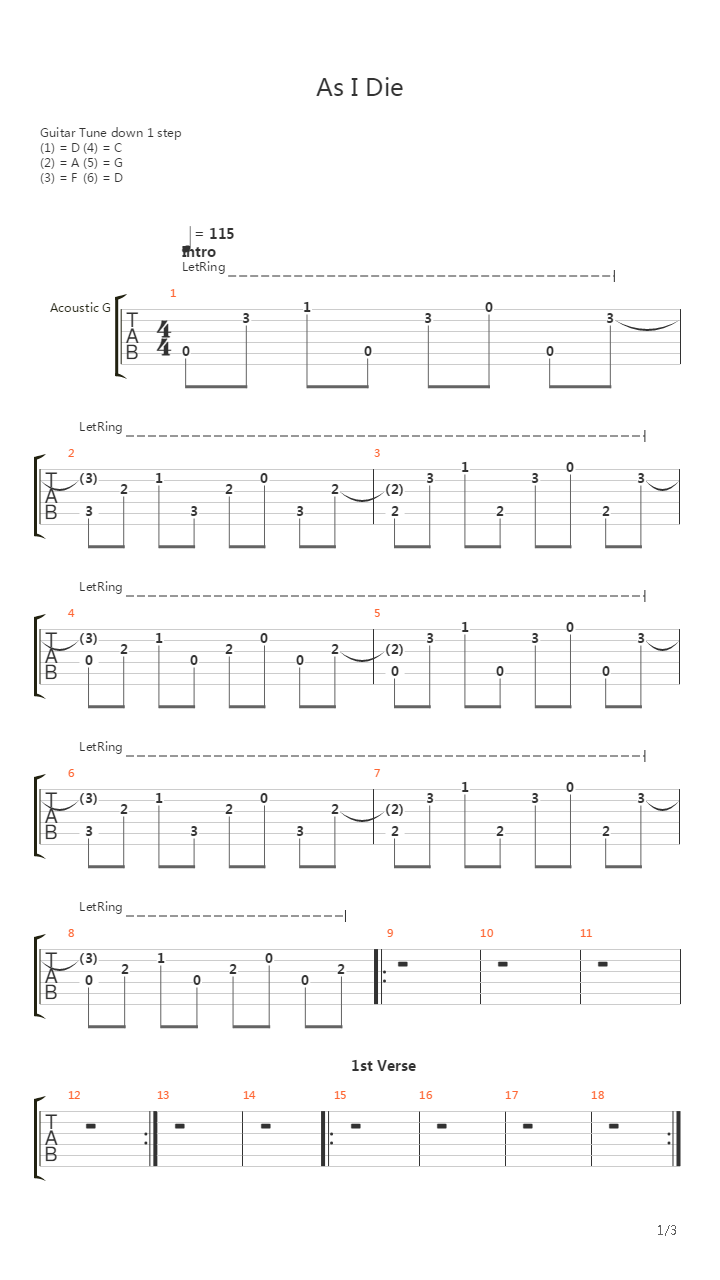As I Die吉他谱