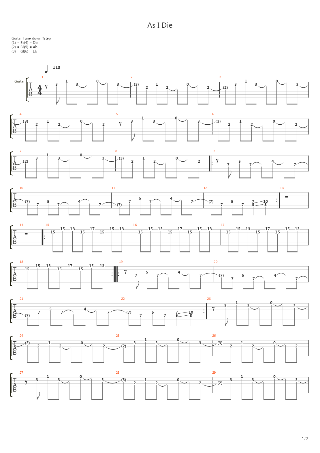 As I Die吉他谱