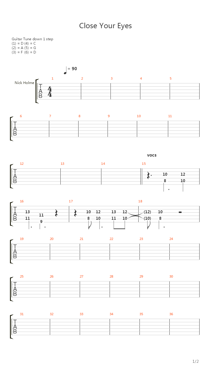 Close Your Eyes吉他谱