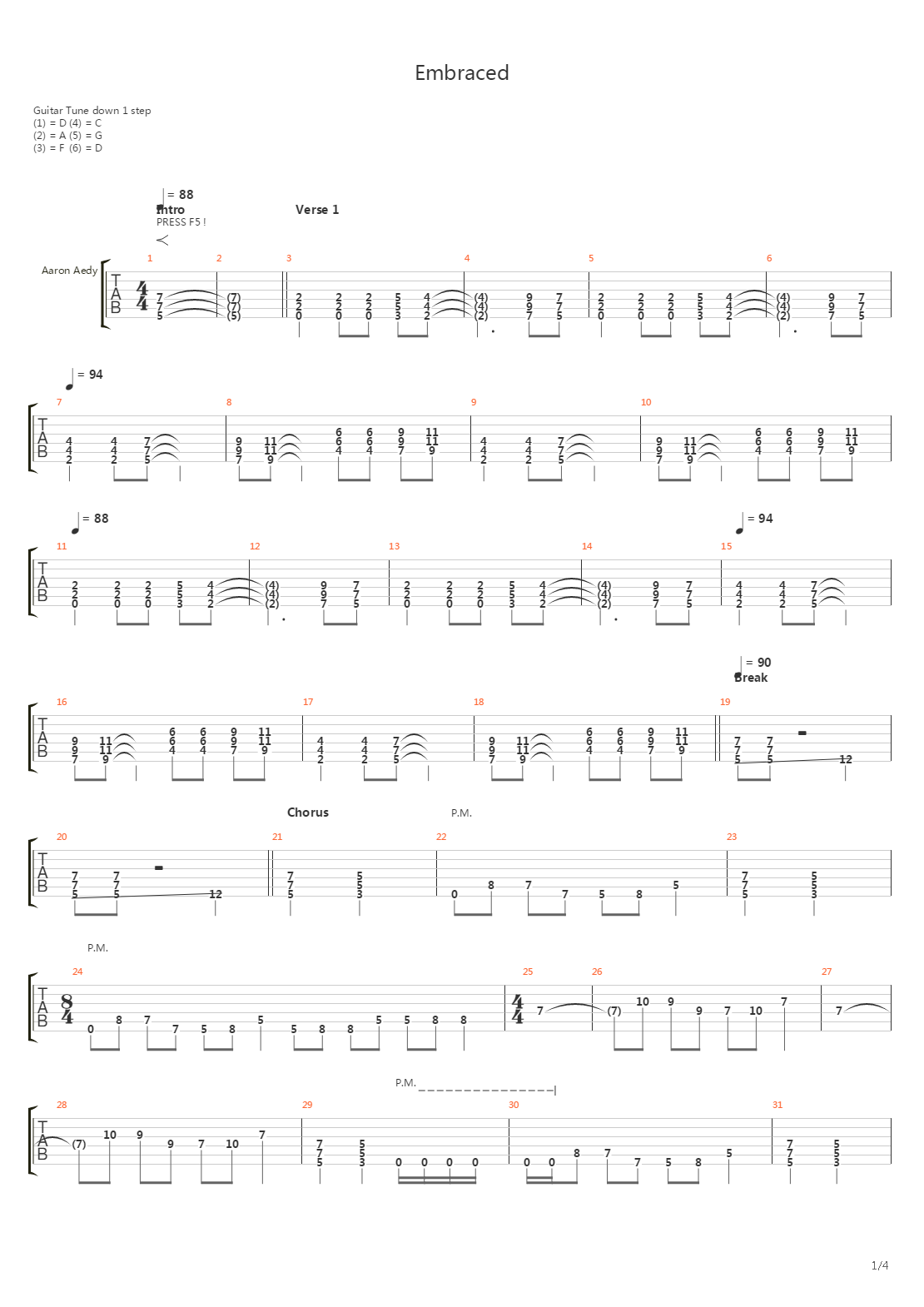 Embraced吉他谱