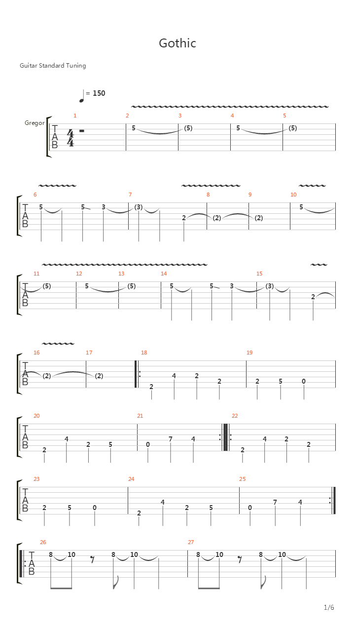 Gothic吉他谱