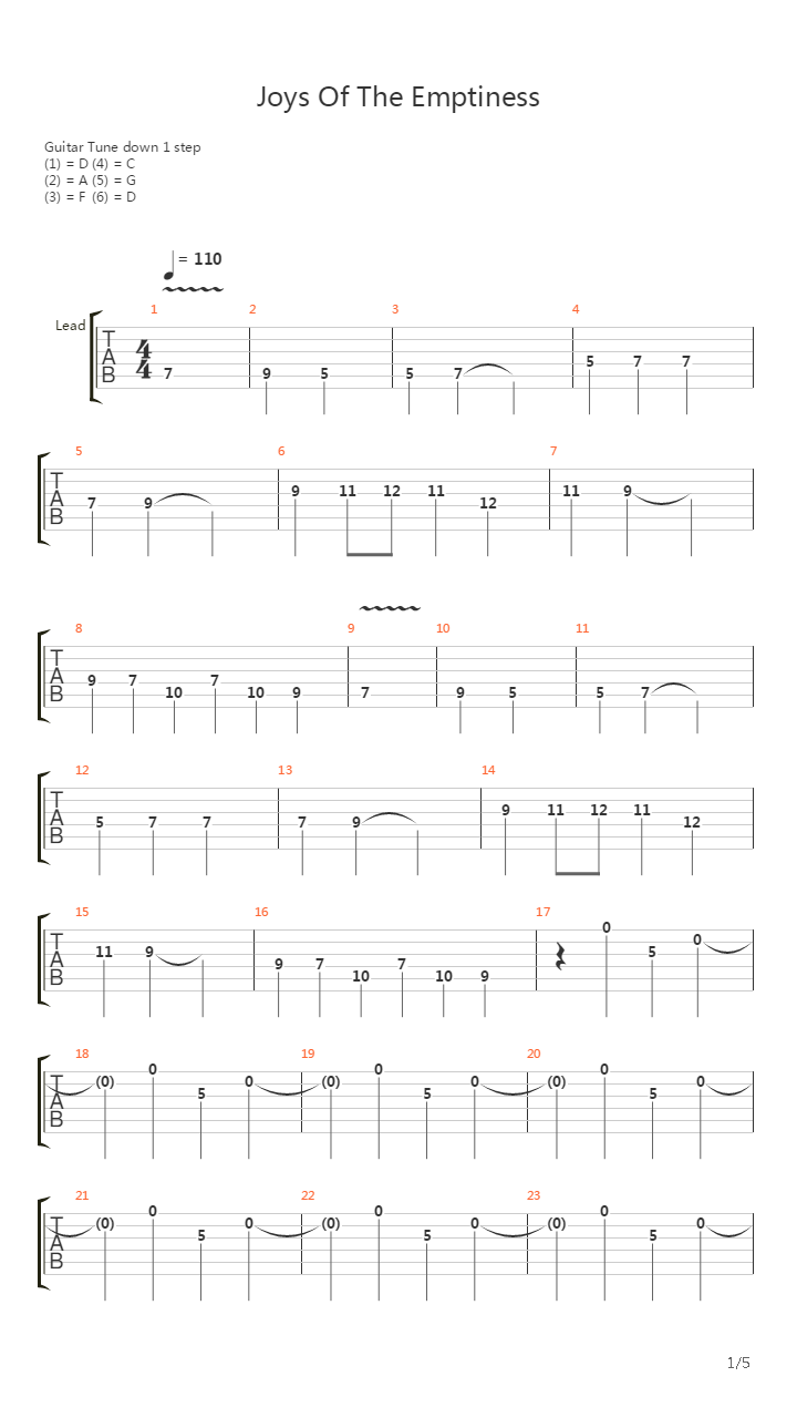 Joys Of The Emptiness吉他谱