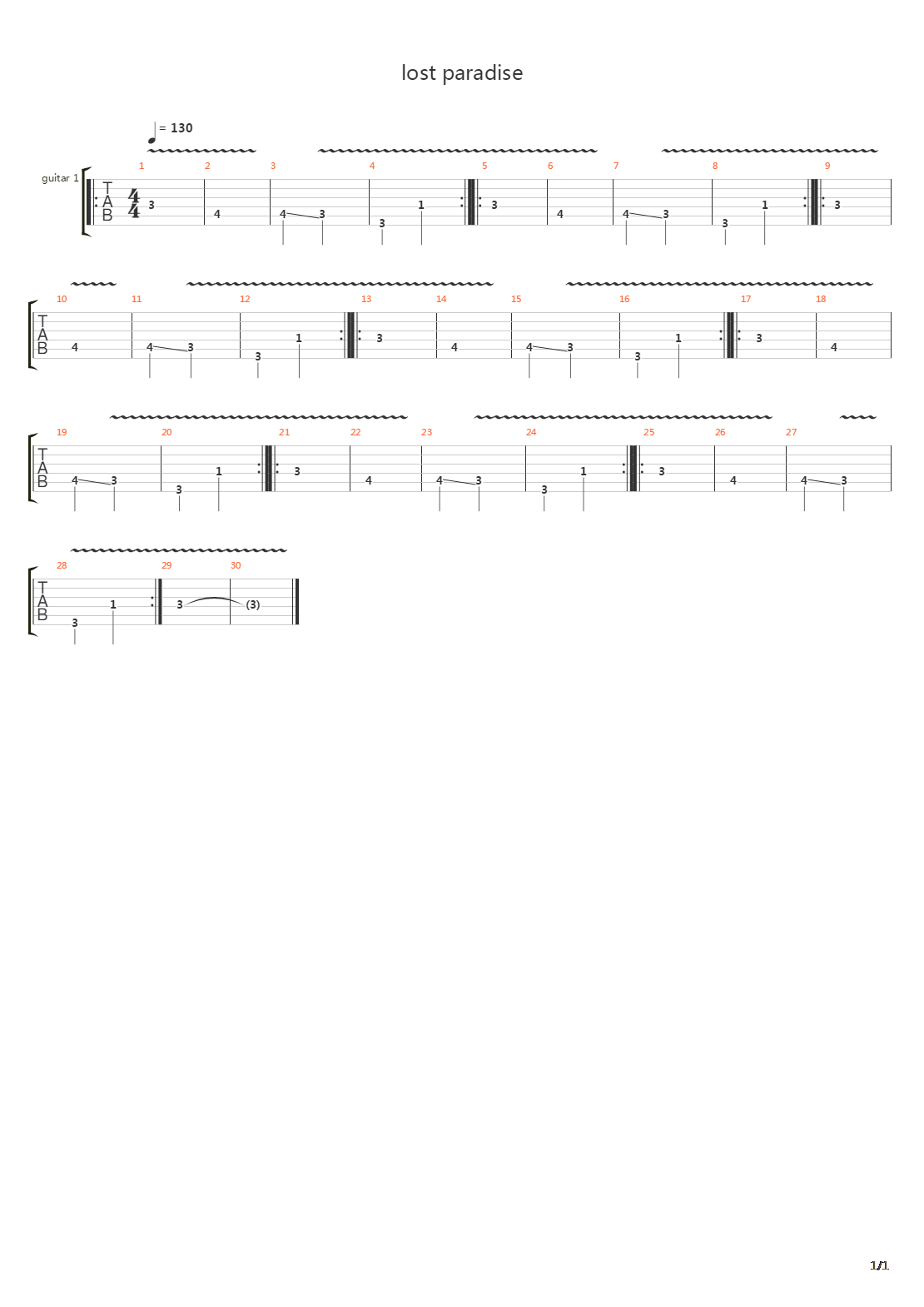 Lost Paradise吉他谱