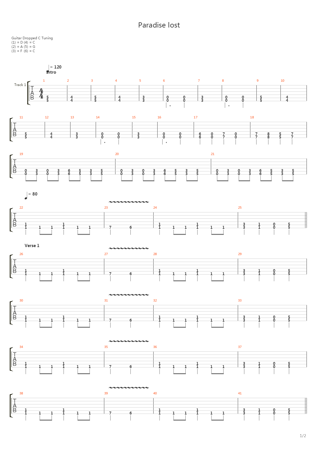Paradise Lost吉他谱