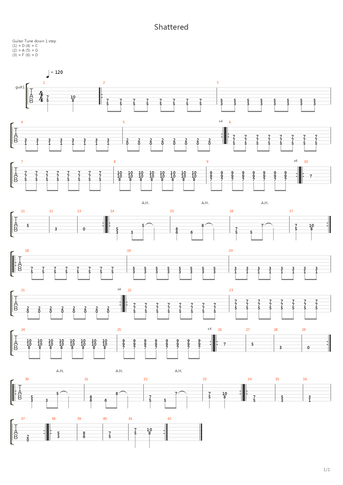 Shattered吉他谱