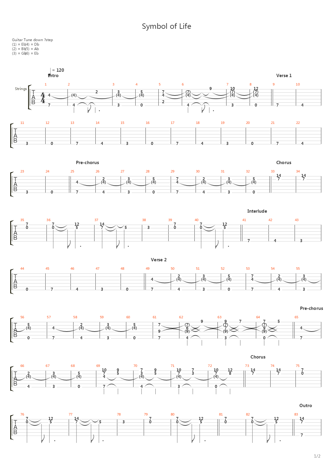 Symbol Of Life吉他谱