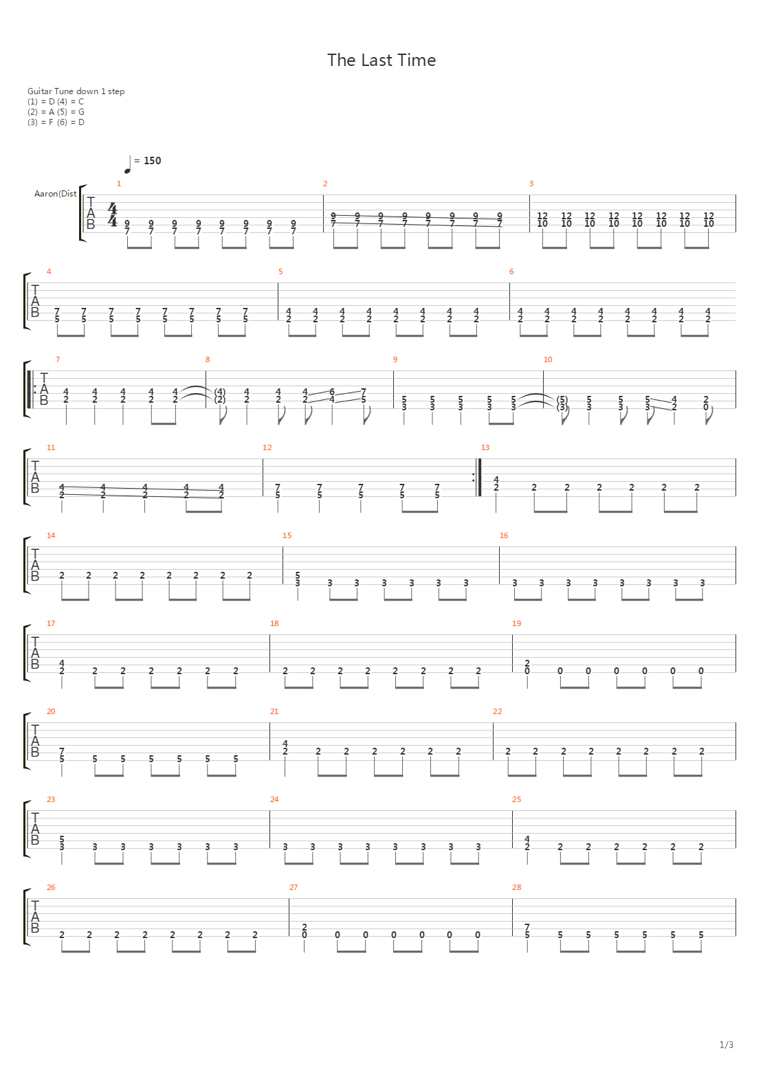 The Last Time吉他谱