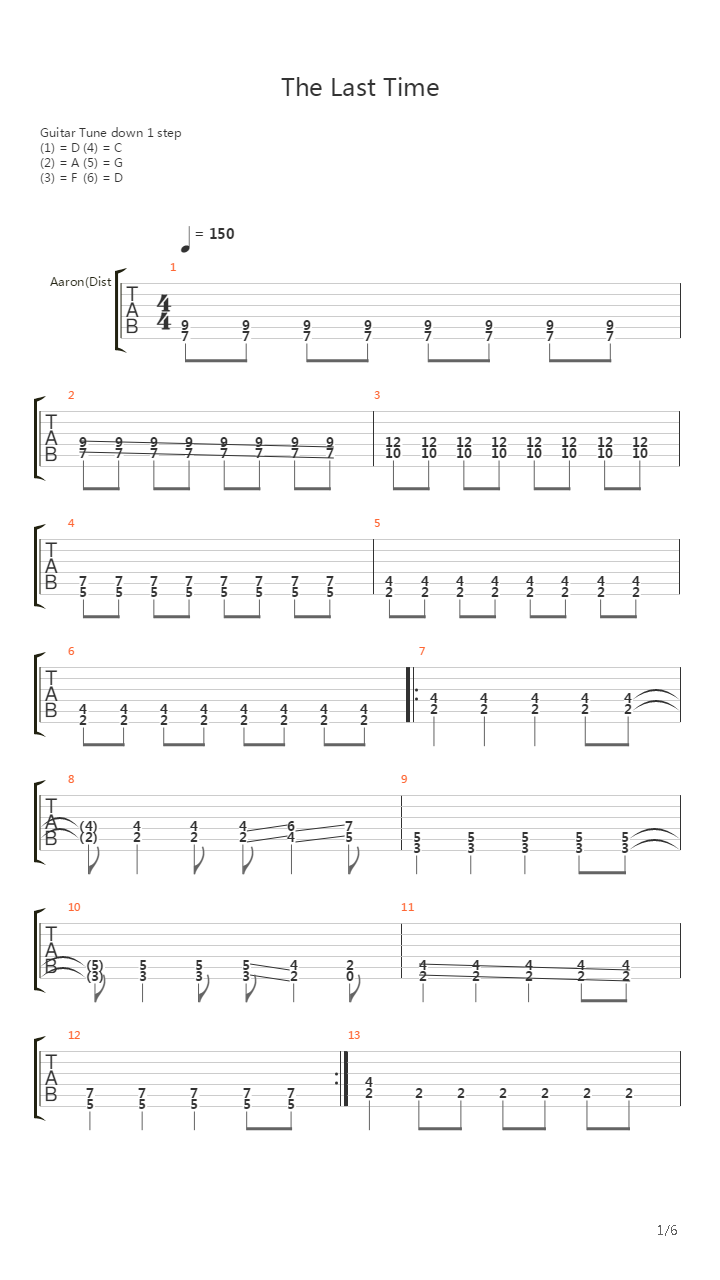 The Last Time吉他谱