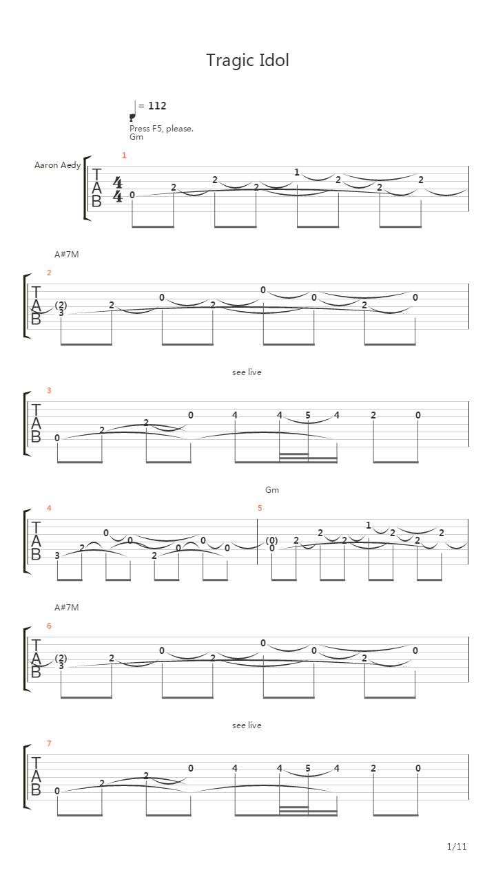 Tragic Idol吉他谱