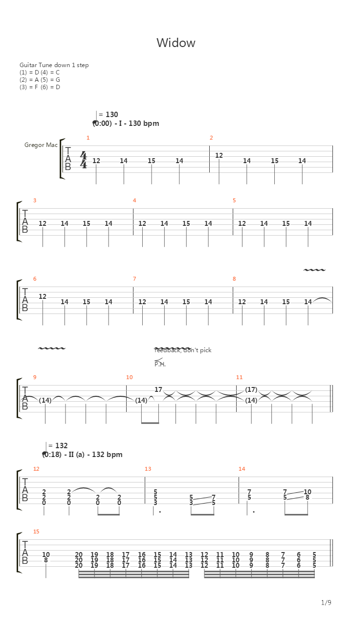 Widow吉他谱
