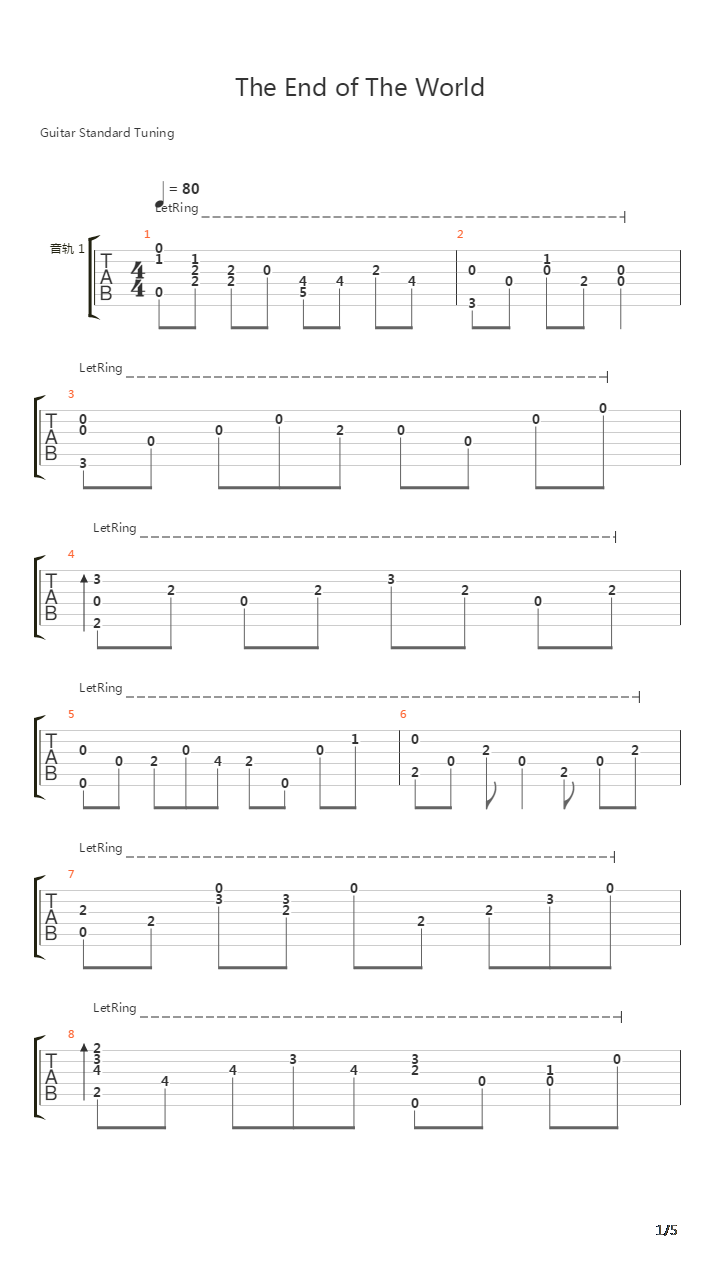 The End of The World吉他谱