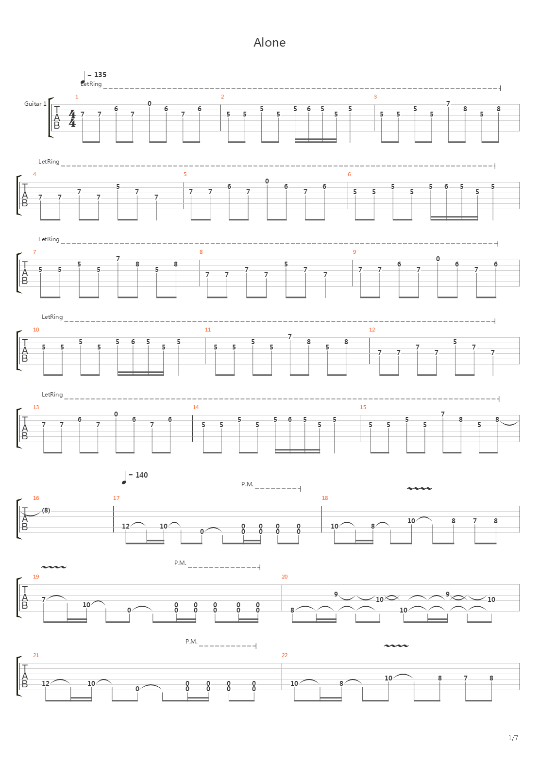 Alone吉他谱