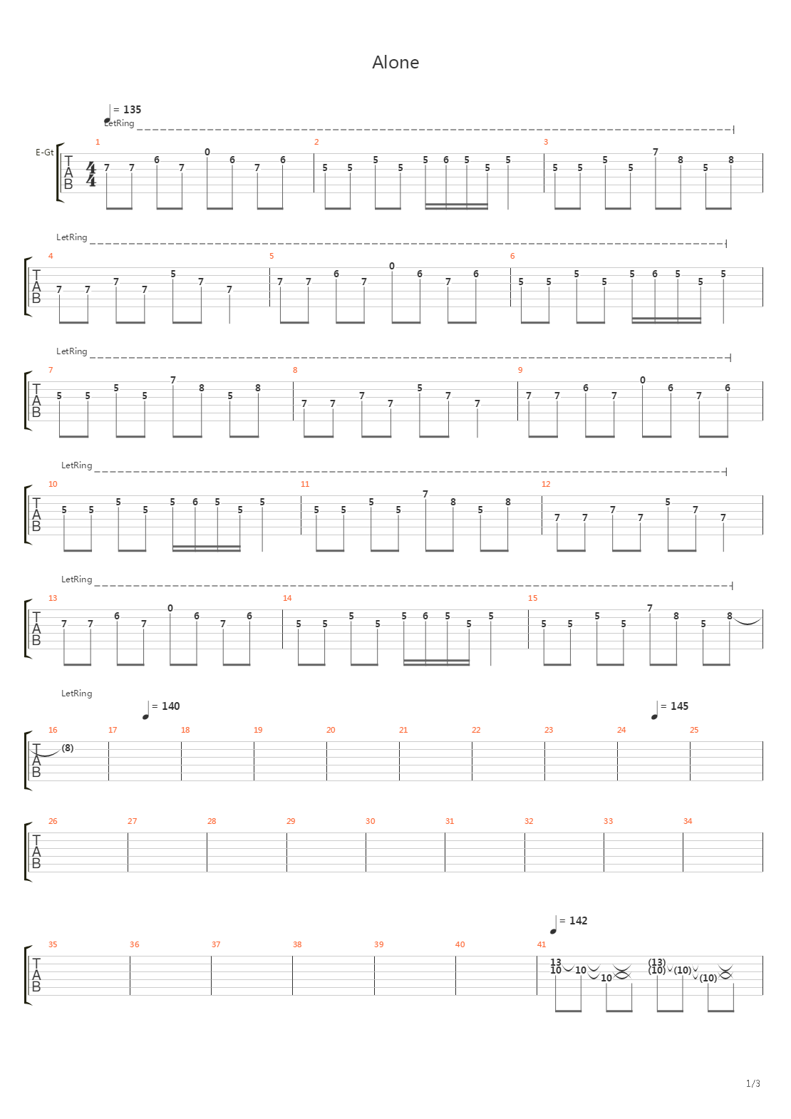 Alone吉他谱