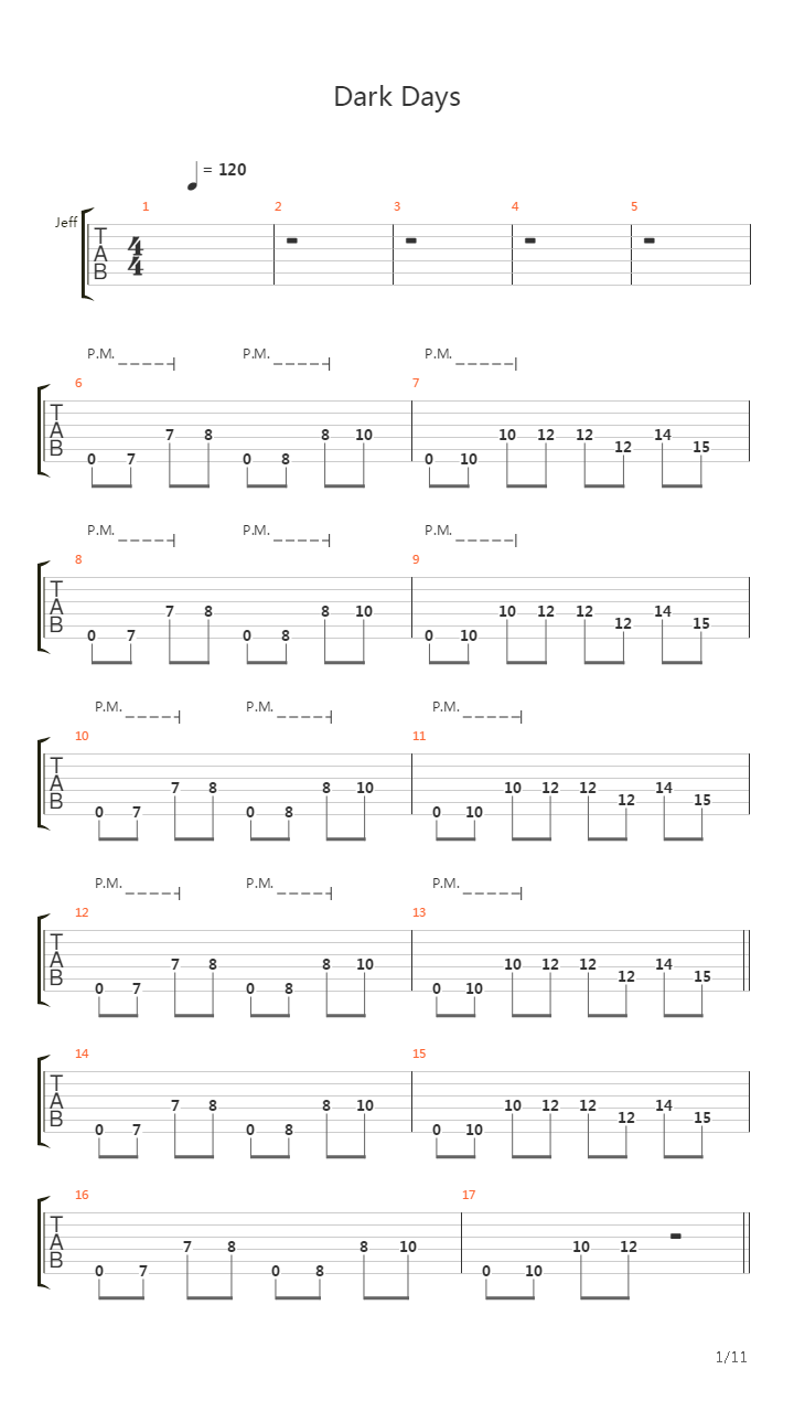Dark Days吉他谱
