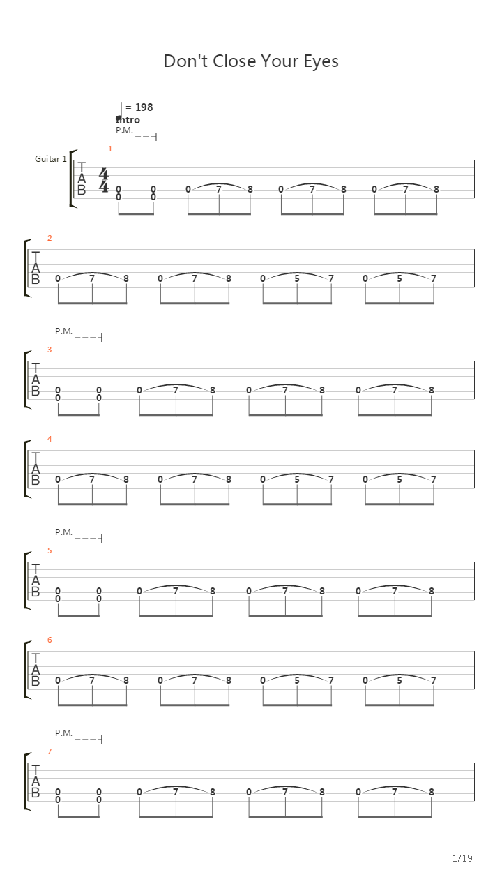 Dont Close Your Eyes吉他谱