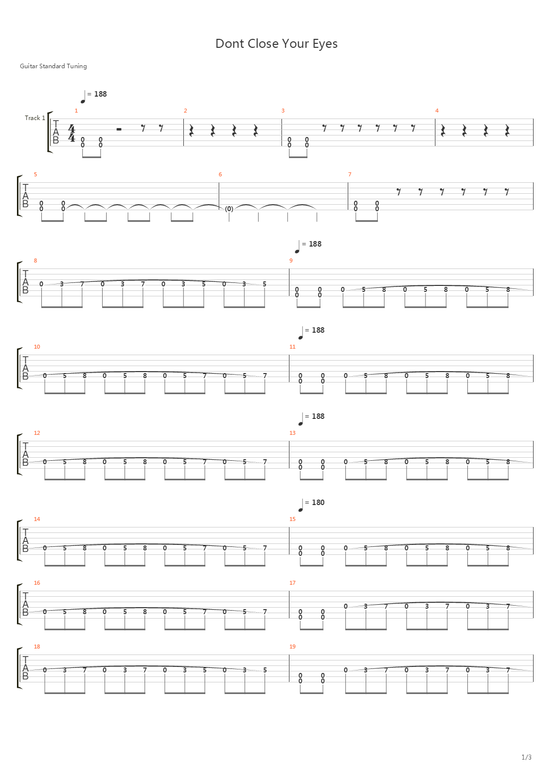 Dont Close Your Eyes吉他谱