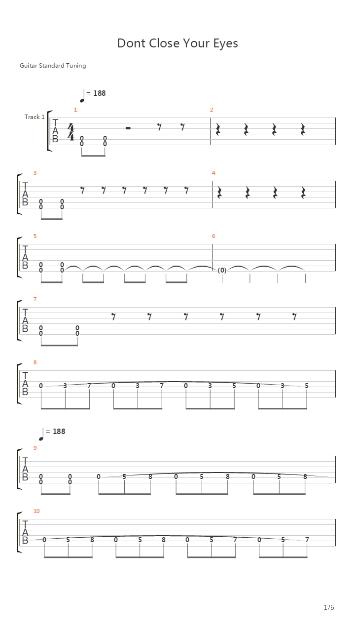Dont Close Your Eyes吉他谱