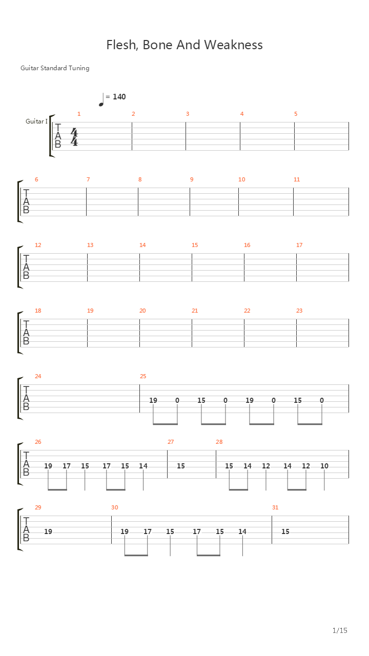 Flesh Bone And Weakness吉他谱
