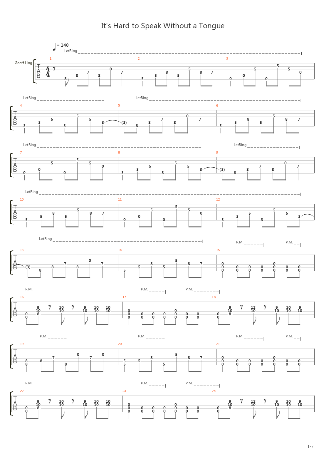 Its Hard To Speak Without A Tongue吉他谱