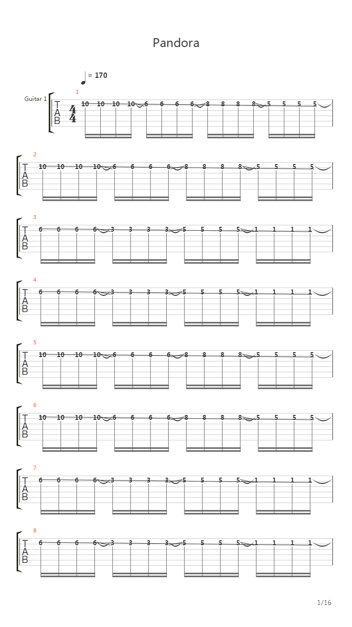 Pandora吉他谱
