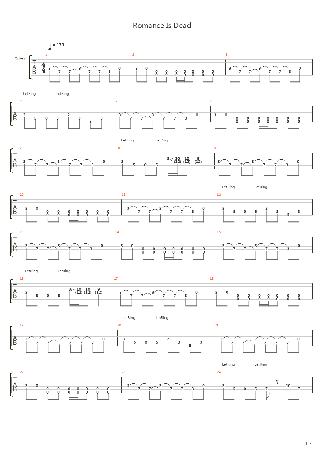 Romance Is Dead吉他谱