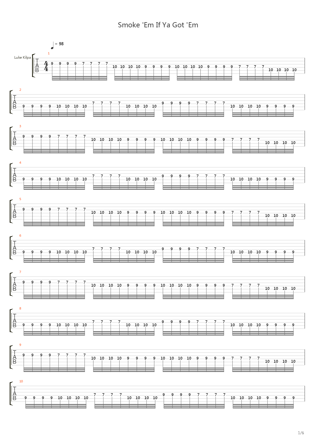 Smoke Em If You Got Em吉他谱