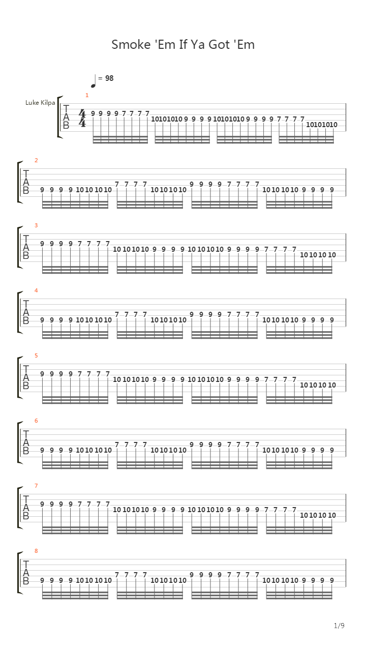 Smoke Em If You Got Em吉他谱