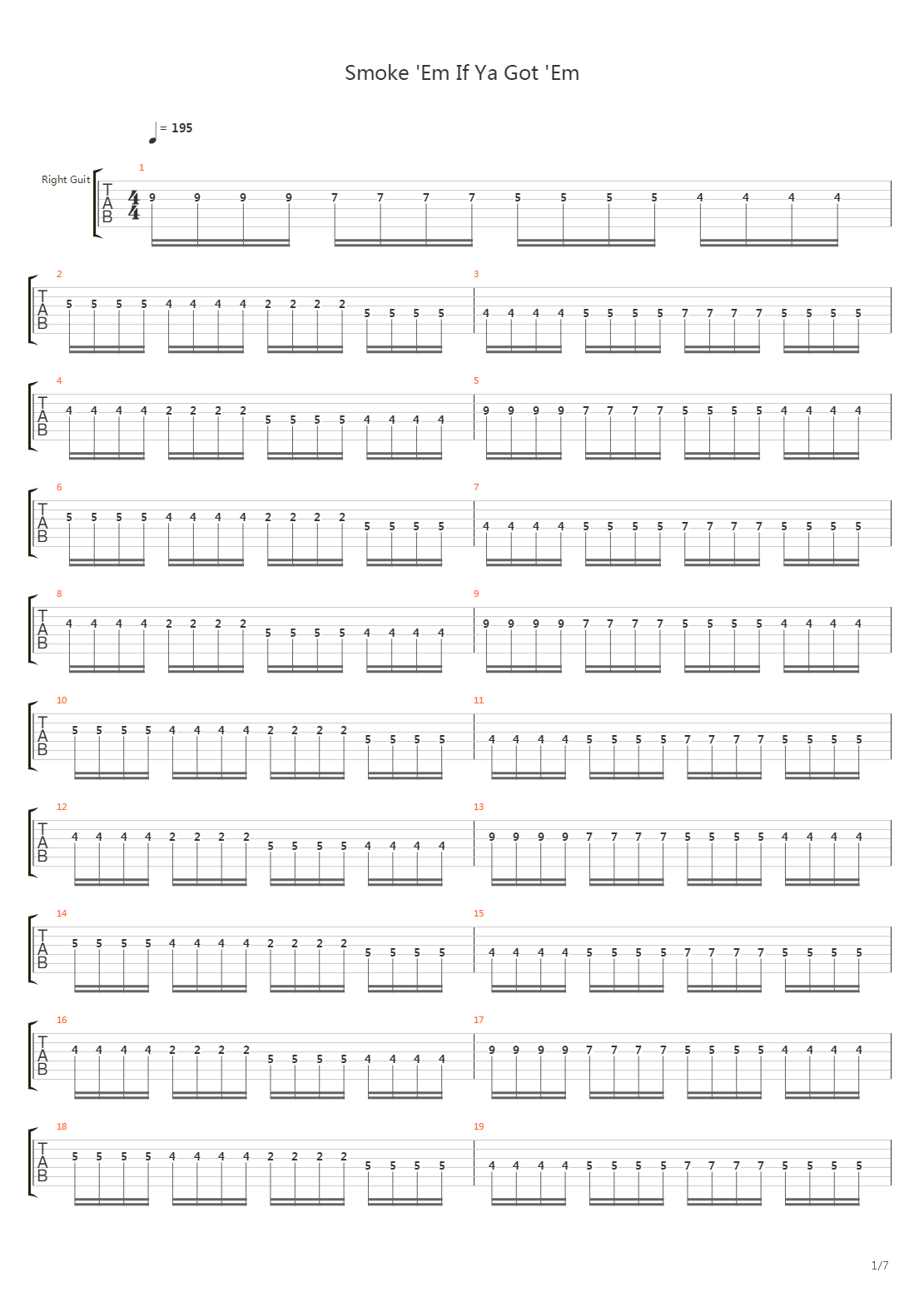 Smoke Em If You Got Em吉他谱