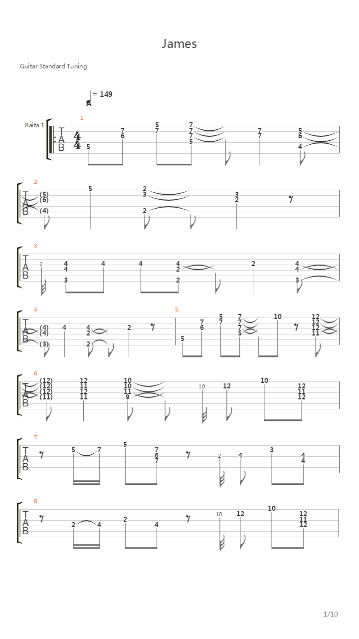 James吉他谱