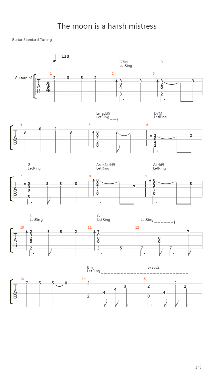 The Moon Is A Harsh Mistress吉他谱