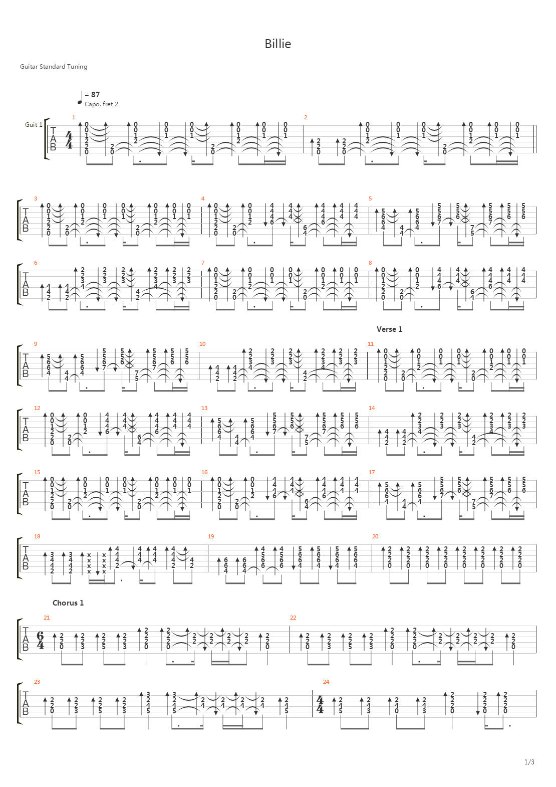 Billie吉他谱