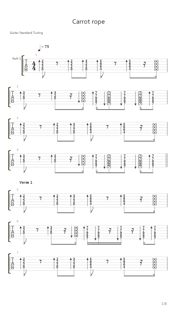 Carrot Rope吉他谱