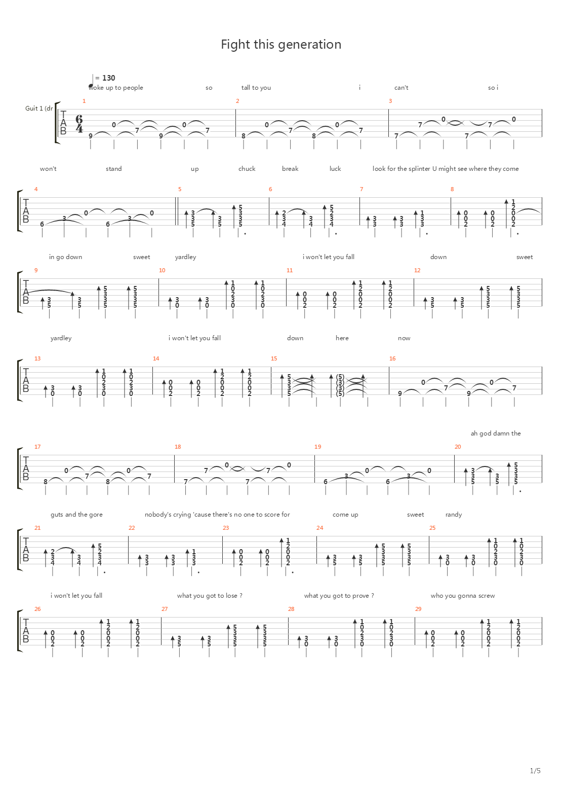 Fight This Generation吉他谱