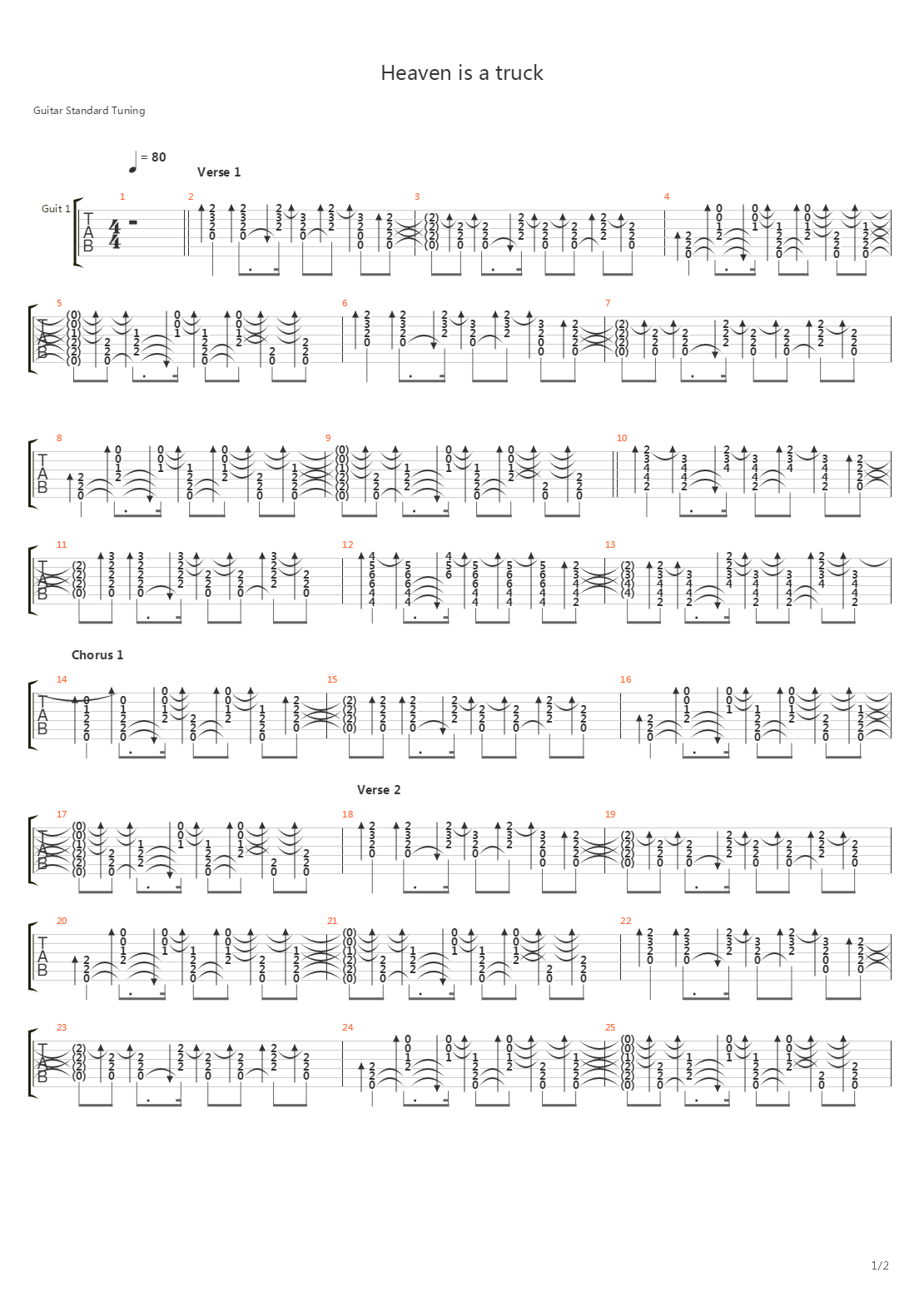 Heaven Is A Truck吉他谱