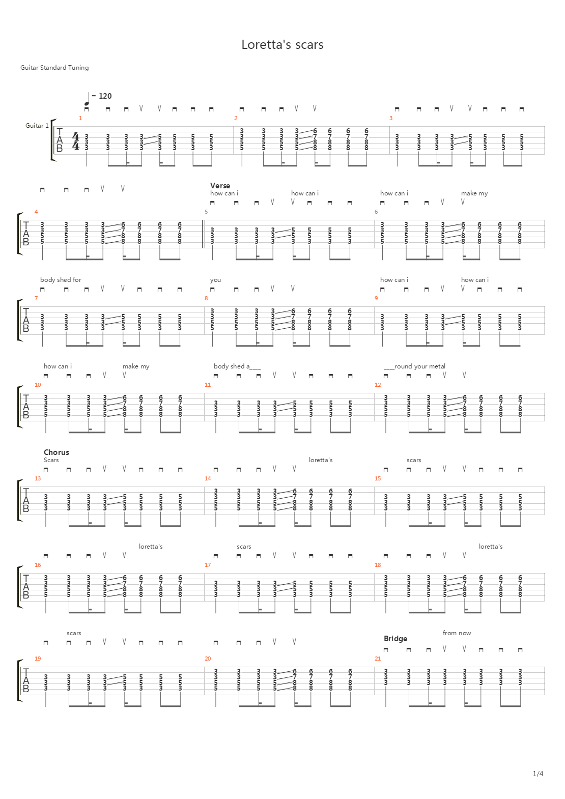 Lorettas Scars吉他谱