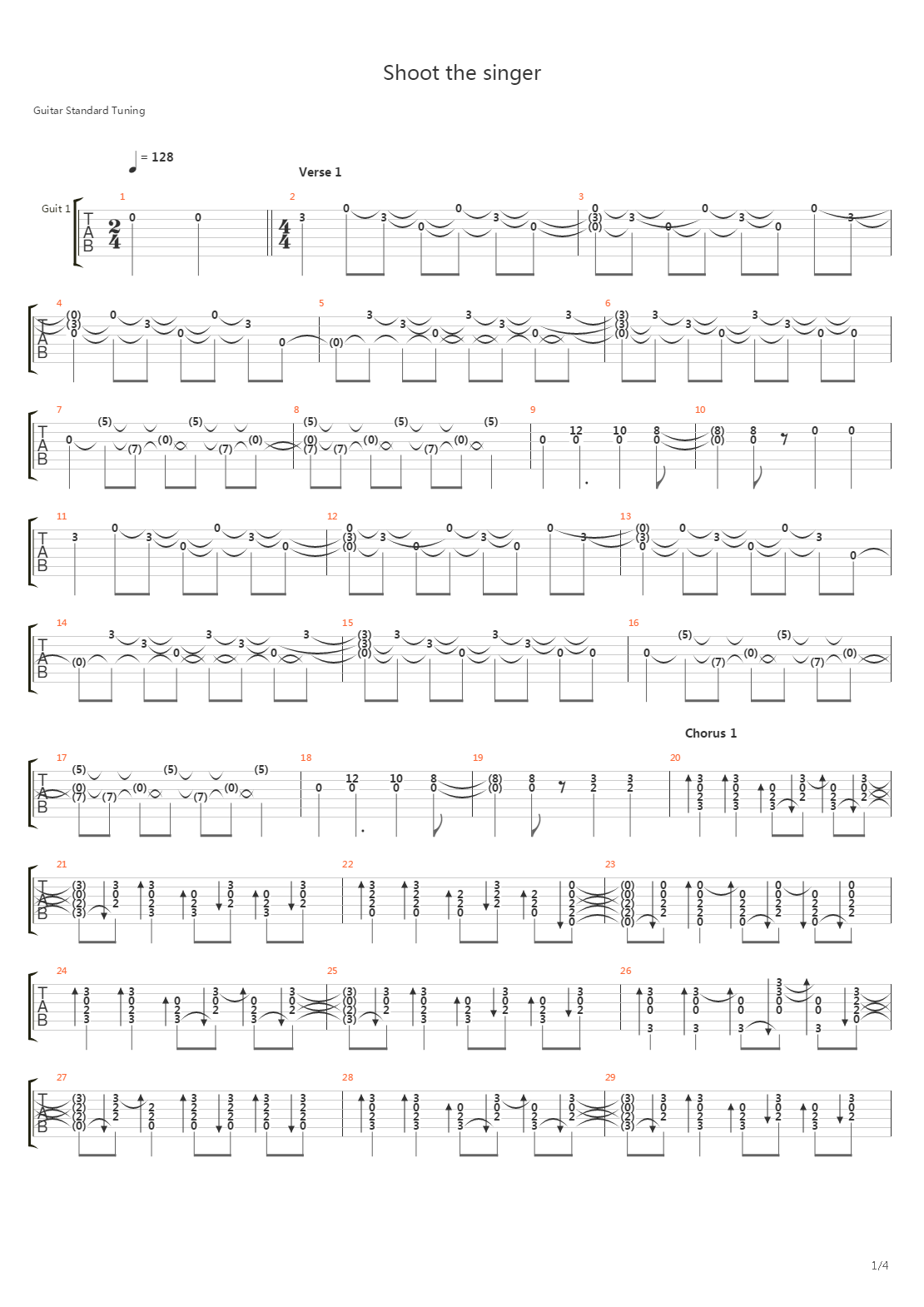 Shoot The Singer吉他谱