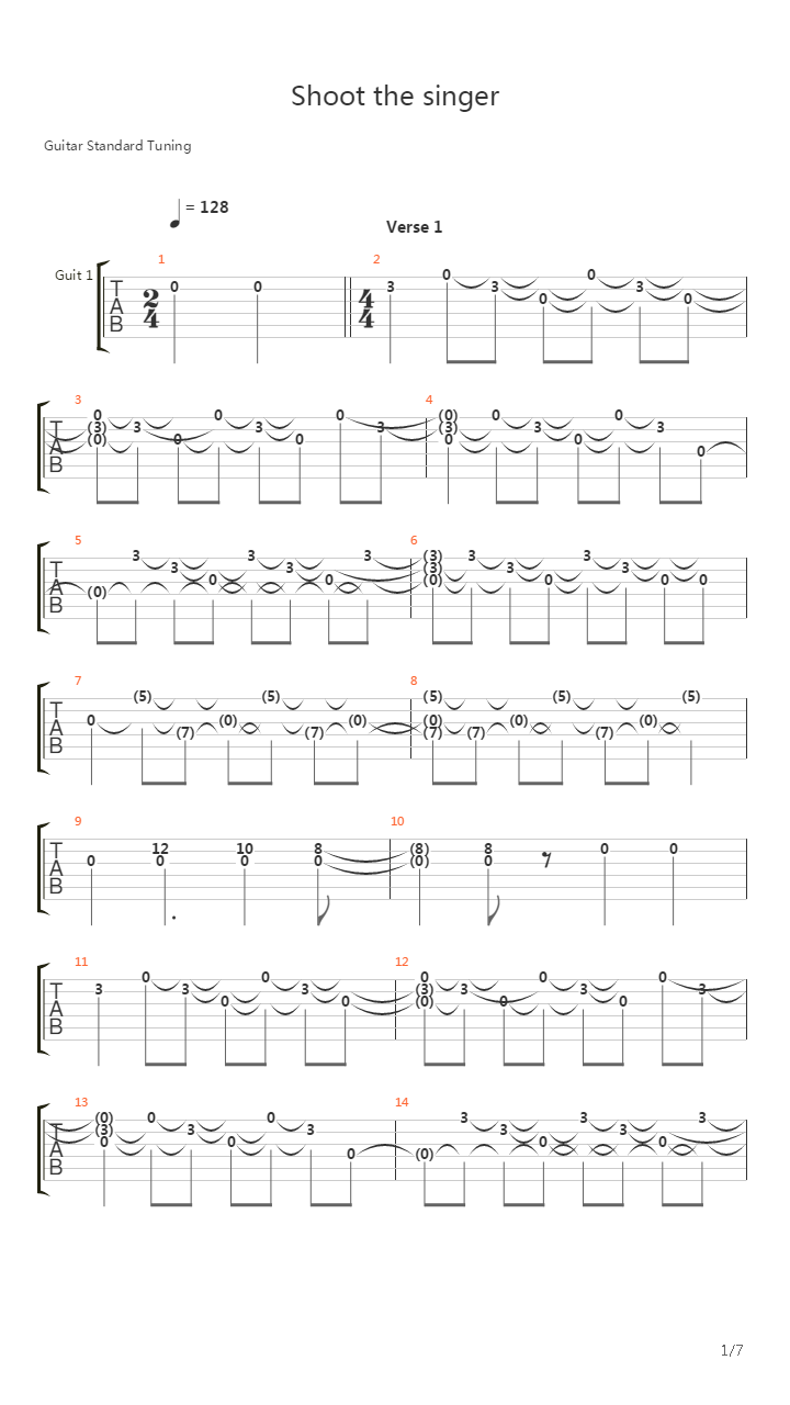 Shoot The Singer吉他谱