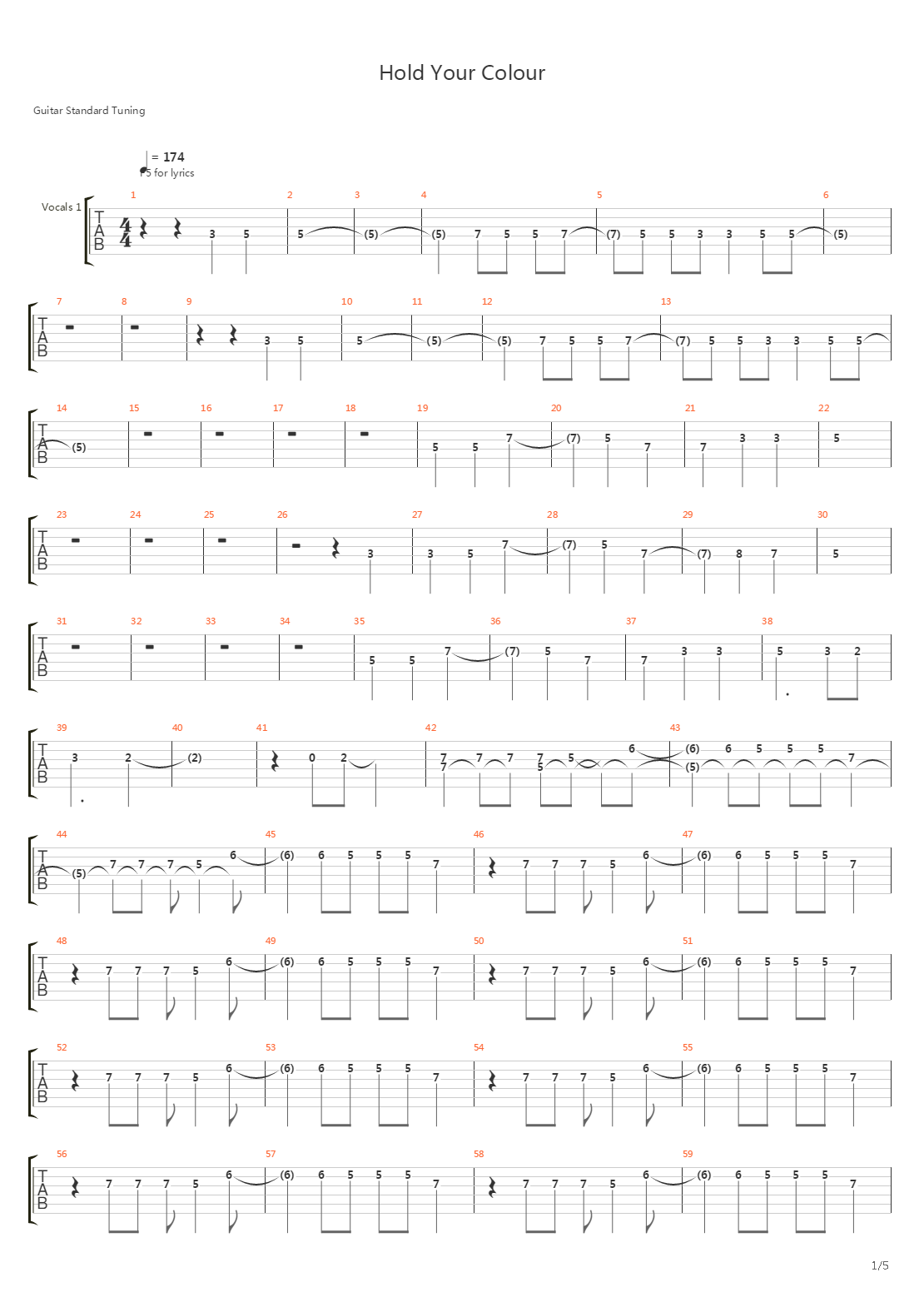 Hold Your Colour吉他谱