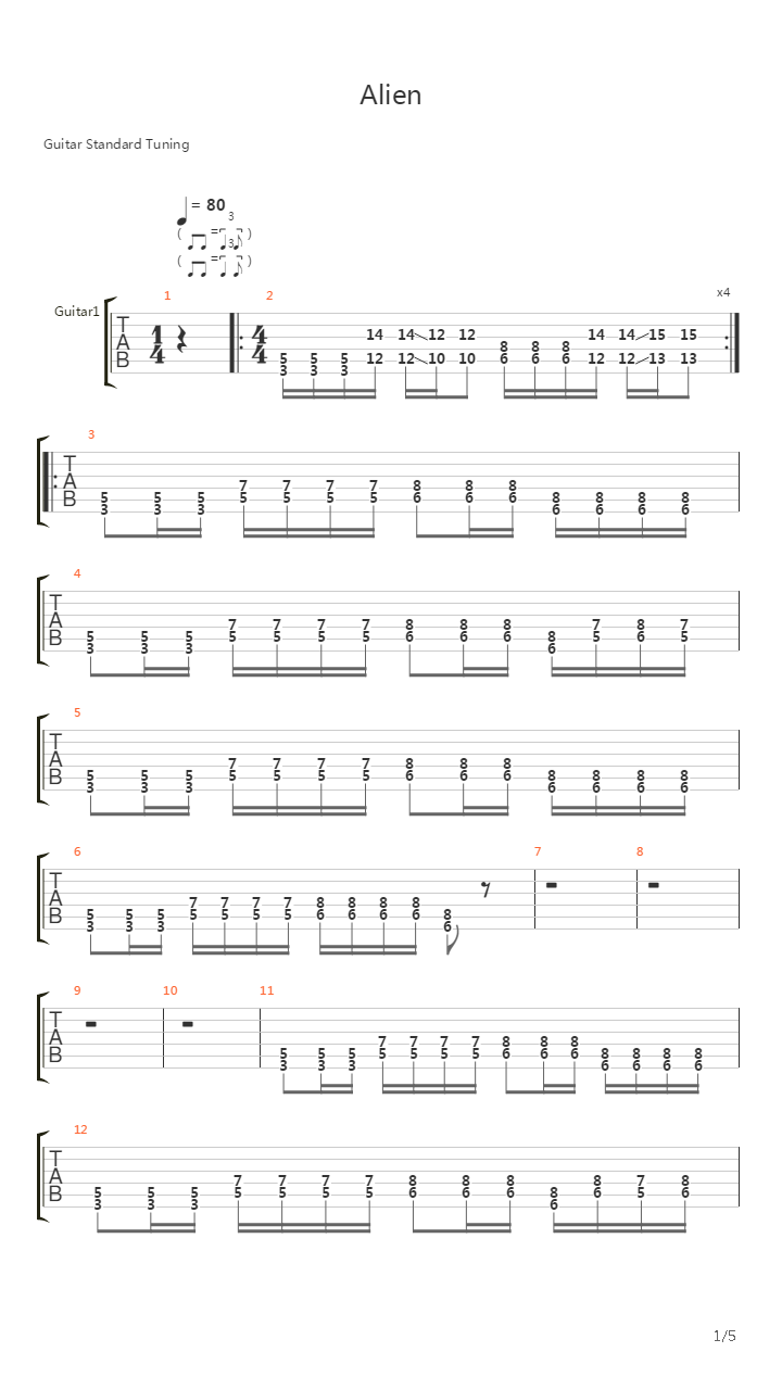 Alien吉他谱