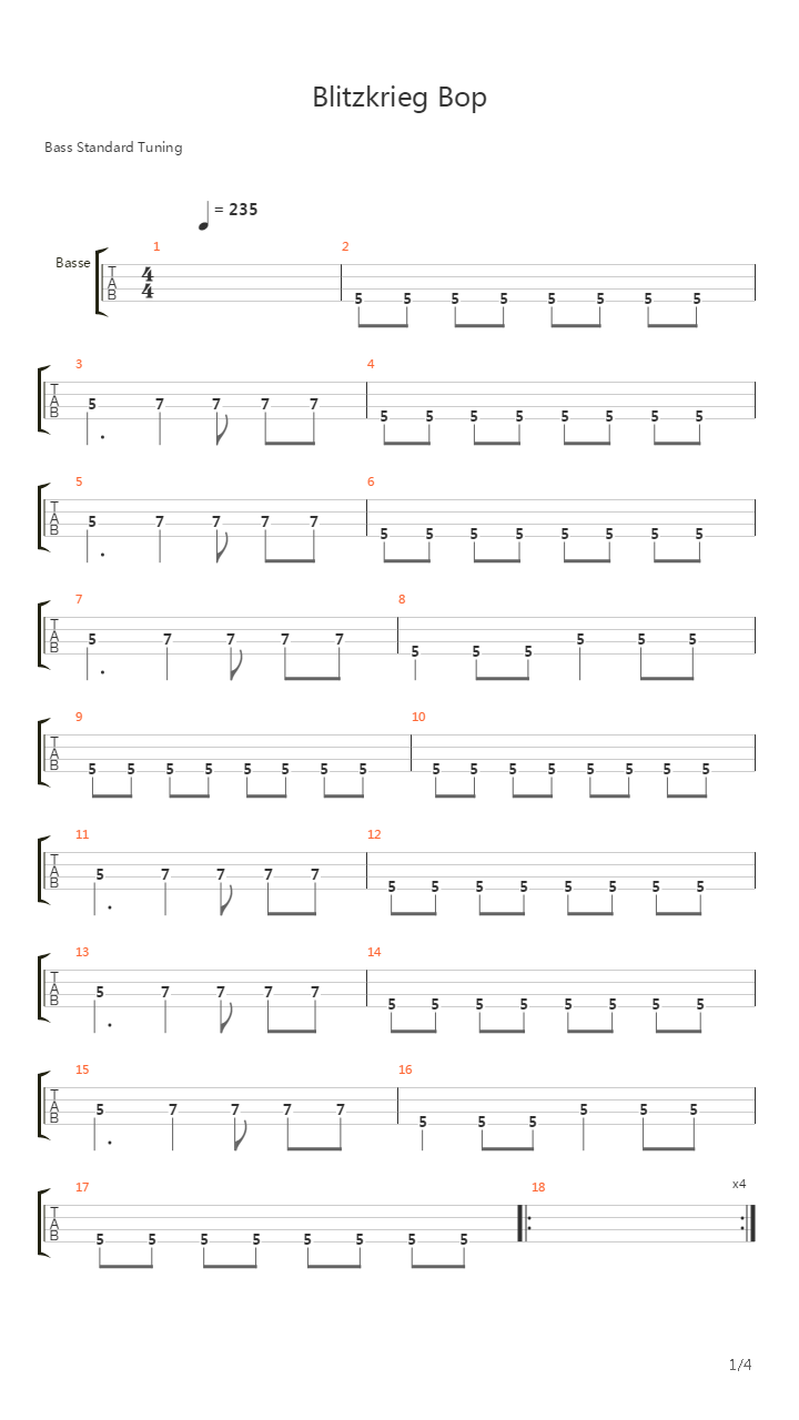 Blitzkrieg Bop吉他谱