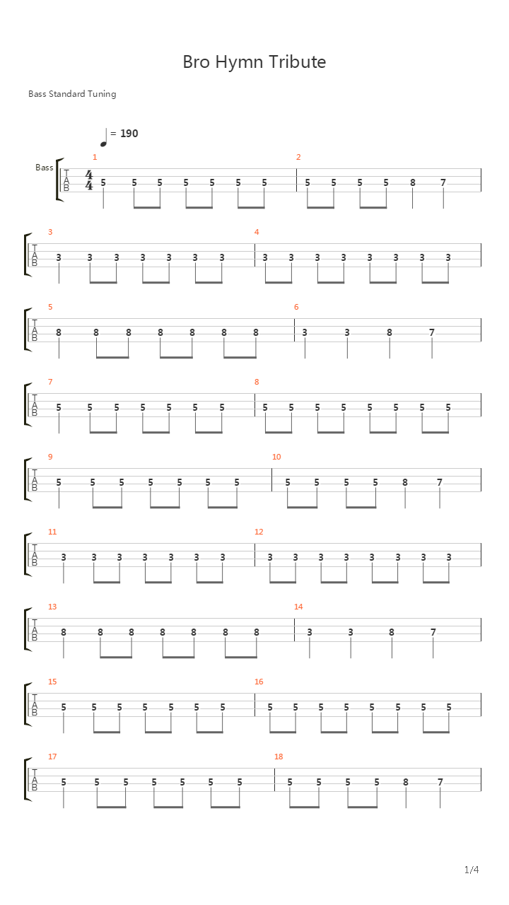 Bro Hymn Tribute吉他谱