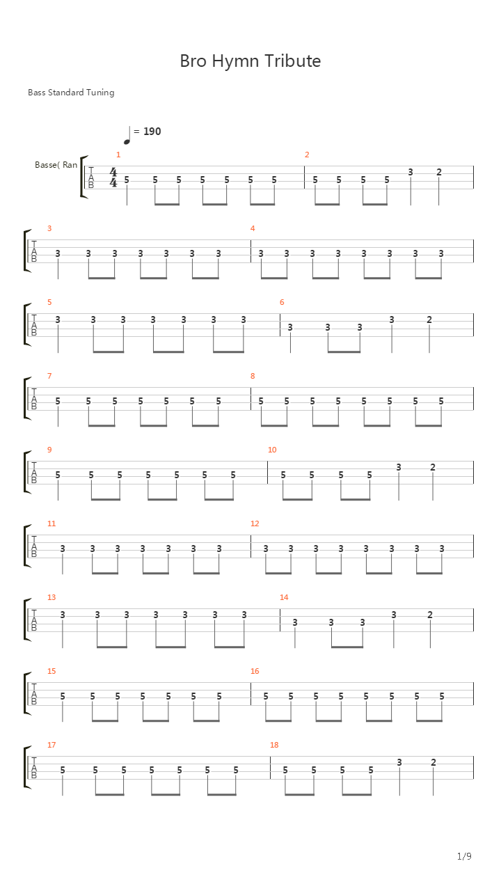 Bro Hymn吉他谱