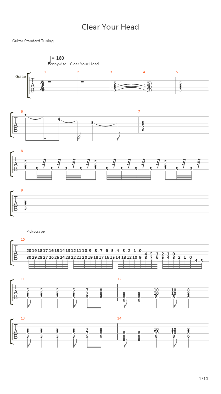 Clear Your Head吉他谱