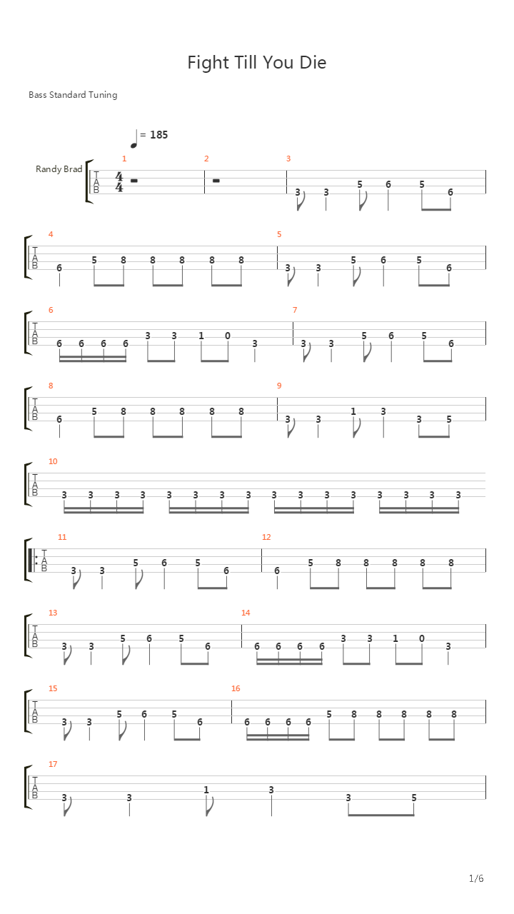 Fight Till You Die吉他谱