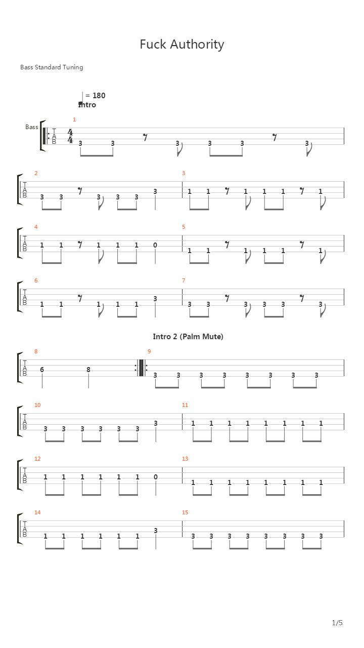 Fuck Authority吉他谱