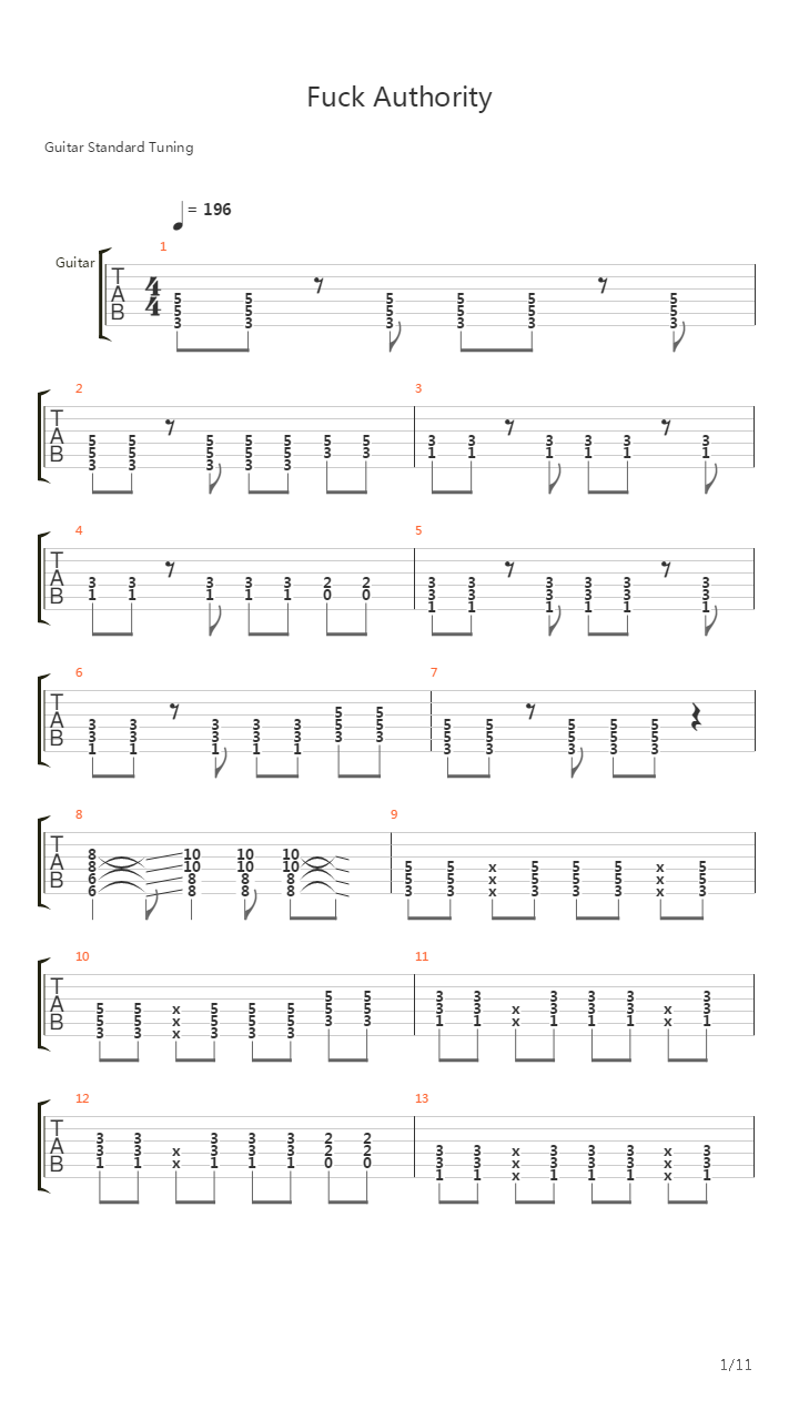 Fuck Authority吉他谱