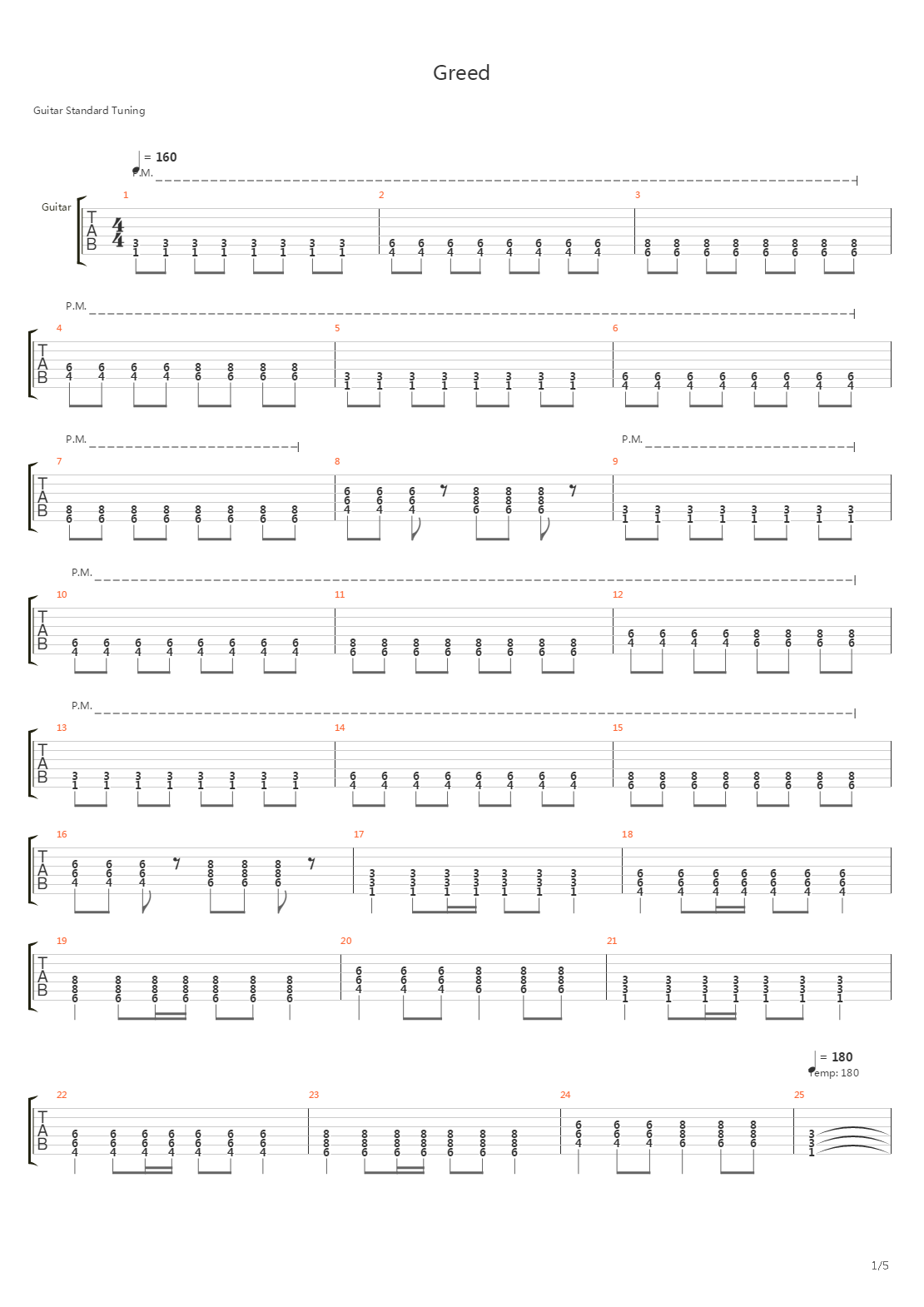 Greed吉他谱