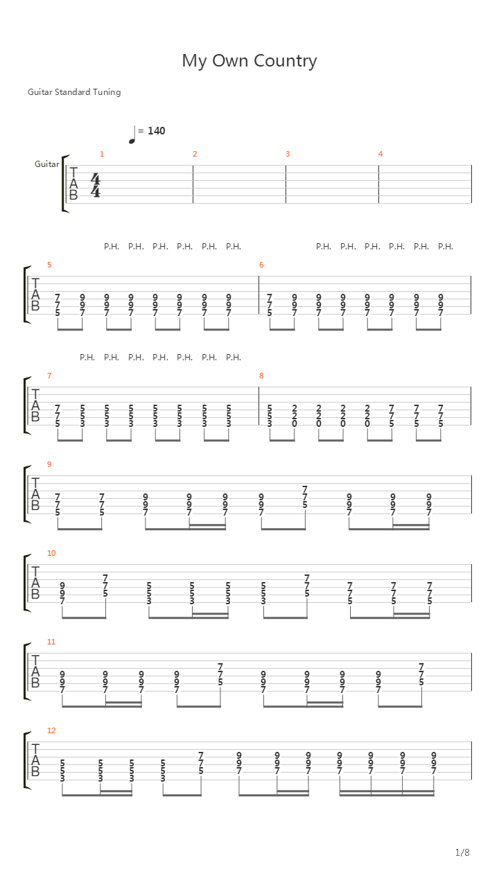 My Own Country吉他谱