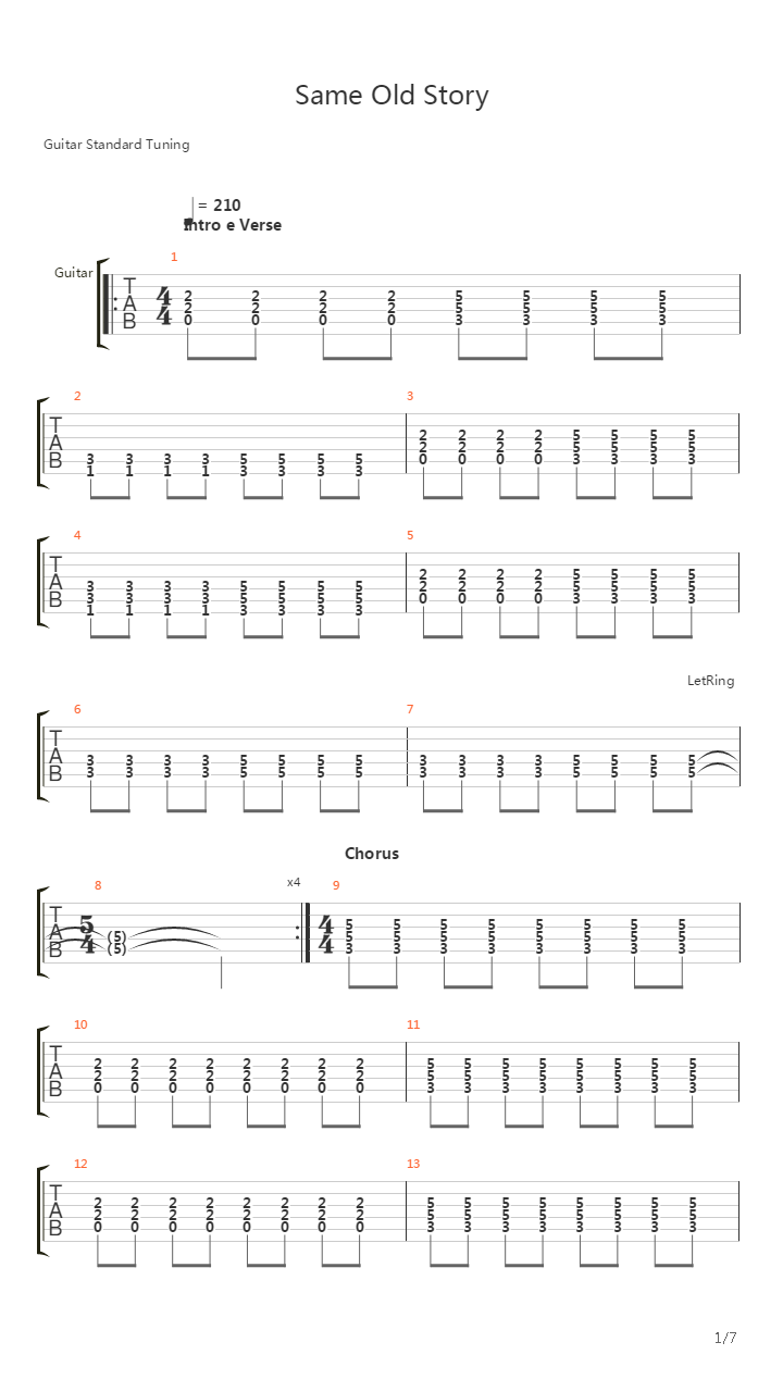 Same Old Story吉他谱