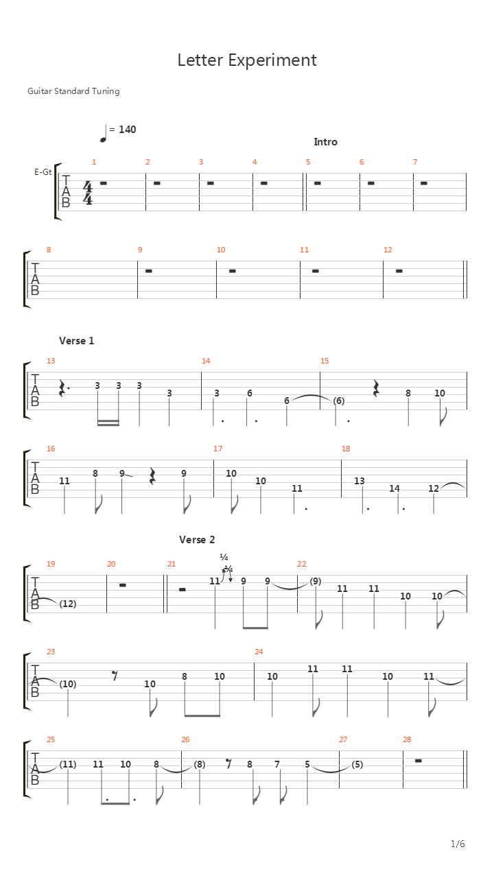 Letter Experiment吉他谱